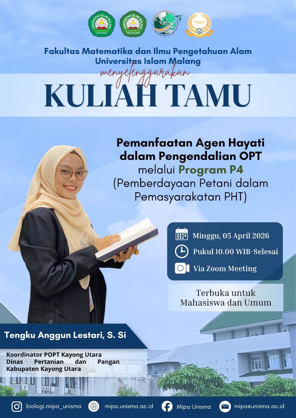 FMIPA UNISMA Hadirkan Alumni Berprestasi Nasional, Penguatan Kuliah Umum Tegaskan Peran Pengendalian Hayati bagi Pertanian Masa Depan